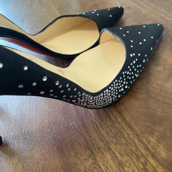 Christian Louboutin black silk Strass Helmoon d'Orsay evening pumps size 351/2 - Picture 7 of 7
